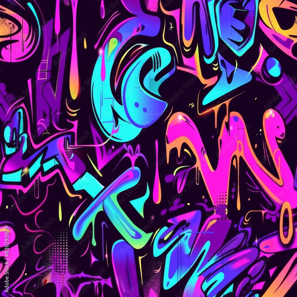 Fototapeta premium Vibrant Graffiti Art Abstract Background with Neon Colors