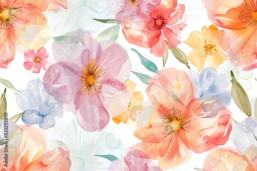 Sweet flower watercolor seamless pattern.soft pastel colors water color seamless pattern for beauty products or other.