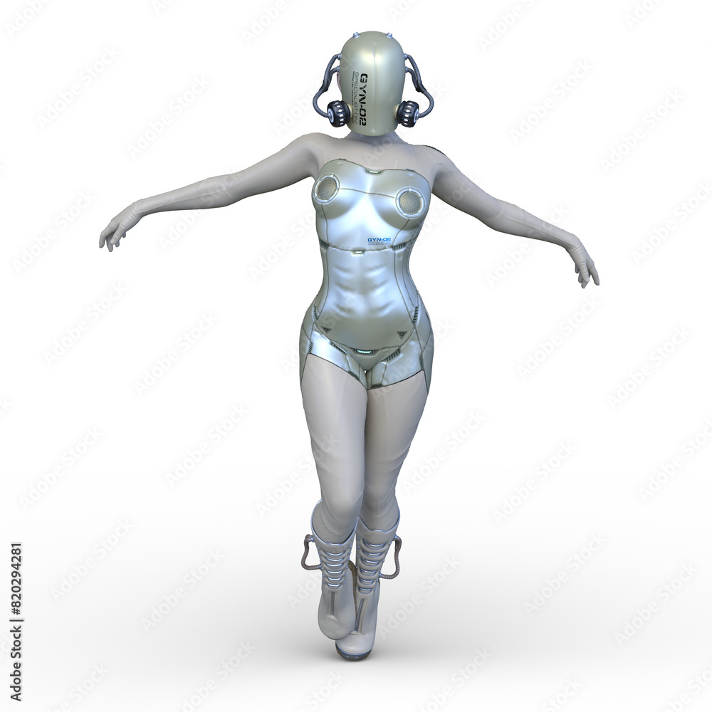 女性サイボーグ　3DCGレンダリング