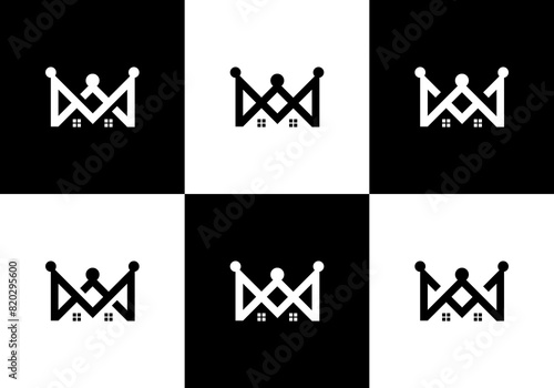 crown logo vector with house roof