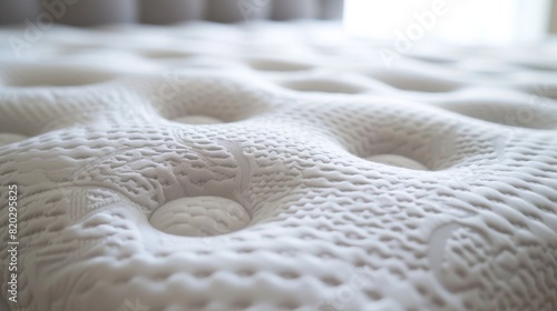 A closeup of a spring block sleeping mattress in a white fabric sheath. Generative AI