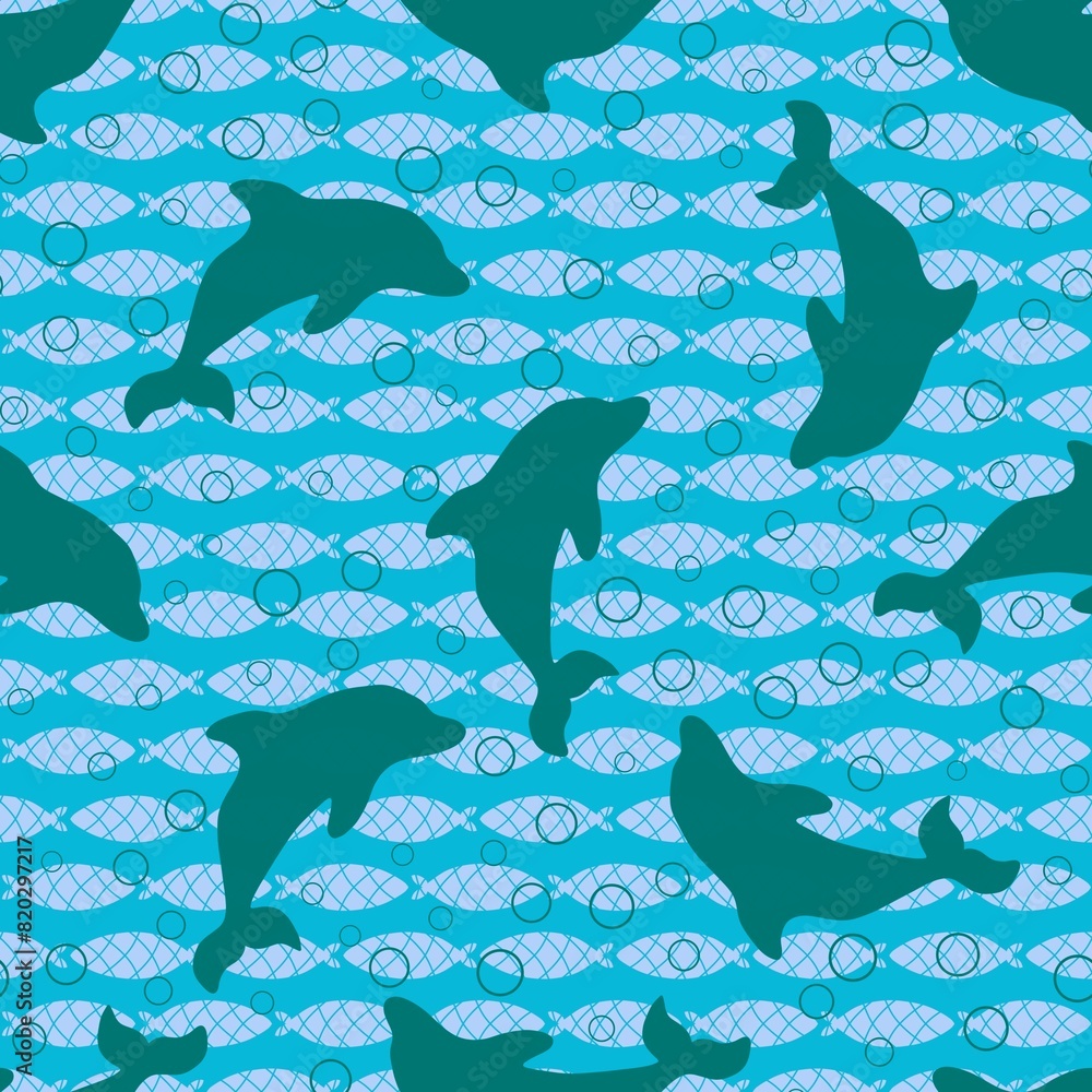 Summer cartoon print animals seamless dolphin pattern for wrapping paper Summer cartoon print animals seamless dolphin pattern for wrapping paper