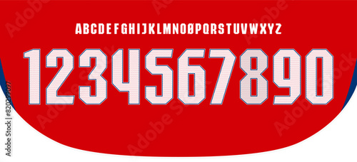 font vector team 2024 - 2025 kit sport style font. Arsenal football style font. premier league. sports style letters and numbers for soccer team