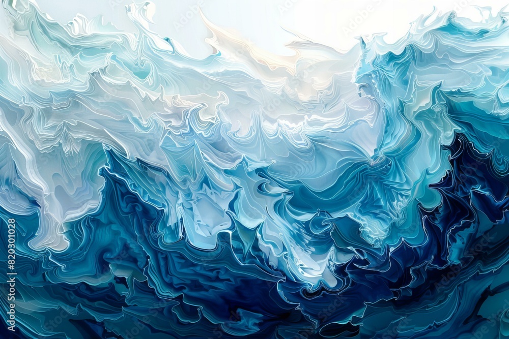 Blue and white abstract wave painting Blue and white abstract wave painting