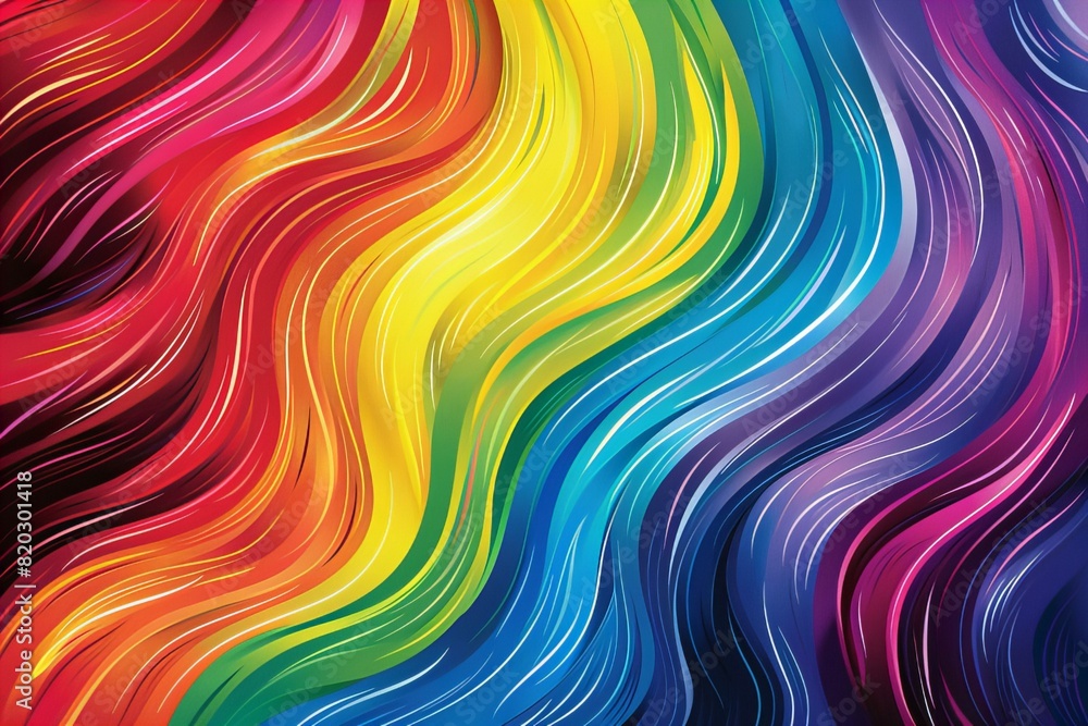 Obraz premium Colorful wavy lines on a black background
