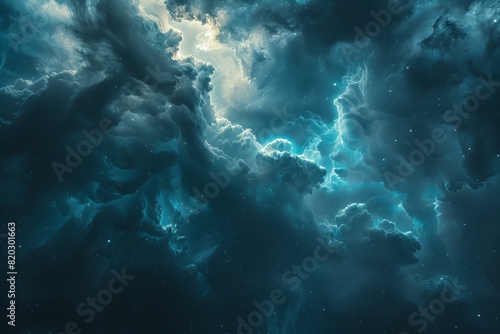 Dark blue sky with stars and clouds in background