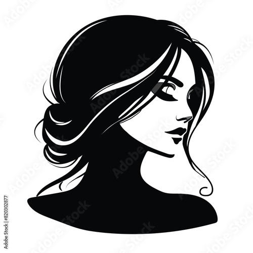 Vector illustration of a black woman's face silhouette on a white separate background
