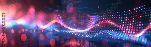 Abstract Wave stream data. Speaking sound wave, Music sound wave, Dynamic light flow, with blurred neon light effect, abstract background