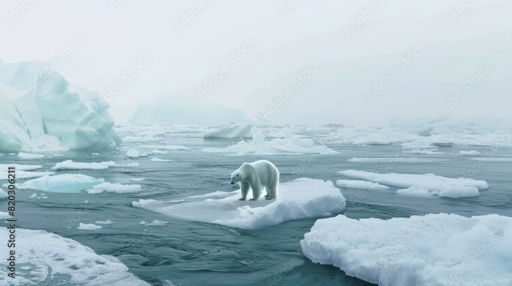 Fototapeta premium White polar bear on a boulder