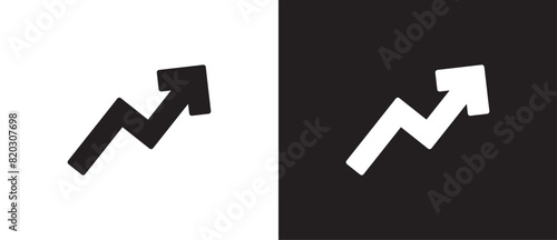 Growth chart sign. Line Arrow up icon. Music is trand icon sign, Flexible arrow indication statistic. Black curve arrow of trend on transparent. Trading stock news impulses. Trade infographic.