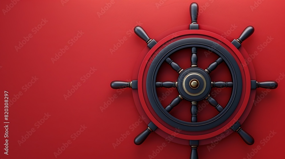 The icon of a ship's rudder is set on a red background. Free space around This makes it ideal for design applications and emphasizes the classic nautical theme of the rudder. The icon of a ship's rudder is set on a red background. Free space around This makes it ideal for design applications and emphasizes the classic nautical theme of the rudder.