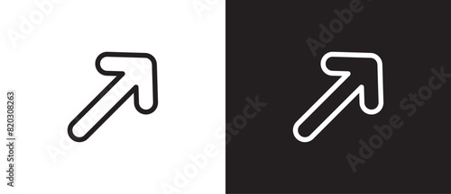 Simple Line Arrow up. Growth chart sign. Music is trand icon sign, Flexible arrow indication statistic. Black curve arrow of trend on transparent. Trading stock news impulses. Trade infographic.