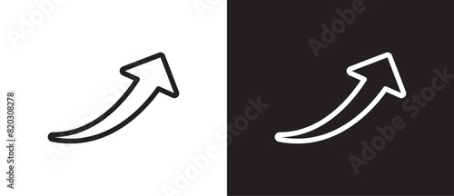 Simple Arrow up icon. Growth chart sign. Music is trand icon sign, Flexible arrow indication statistic. Trading stock news impulses. Trade infographic. Black curve arrow of trend on transparent.