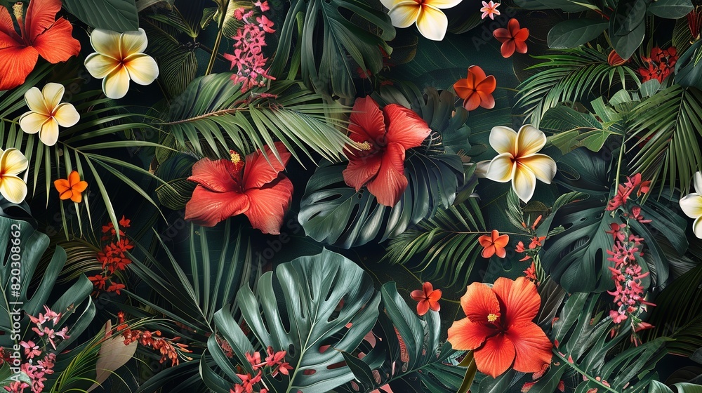 Fototapeta premium Exotic floral pattern wallpaper texture moderne style