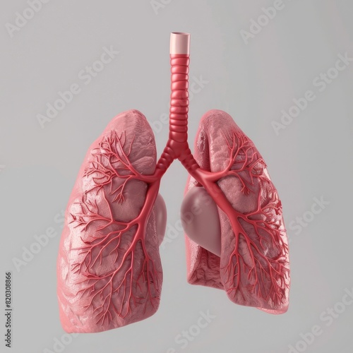 3d illustration of healthy lungs in plain background.