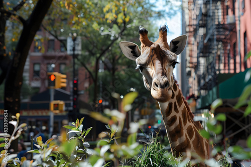 Giraffe in the city