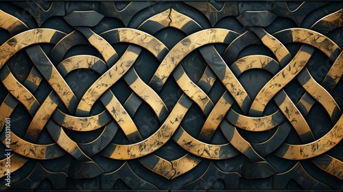 celtic knot art, complex interwoven lines on celtic knot backdrop signify unity and eternal connection