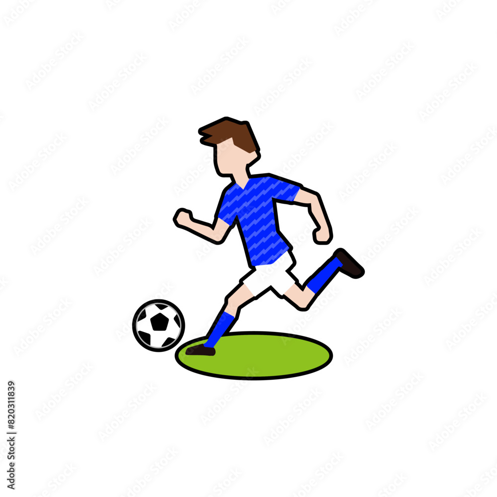 Obraz premium ドリブルをするサッカー選手01_サッカー日本代表フィールダー05黒フチ