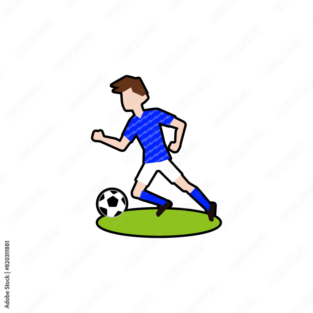 Obraz premium ドリブルをするサッカー選手03_サッカー日本代表フィールダー07黒フチ