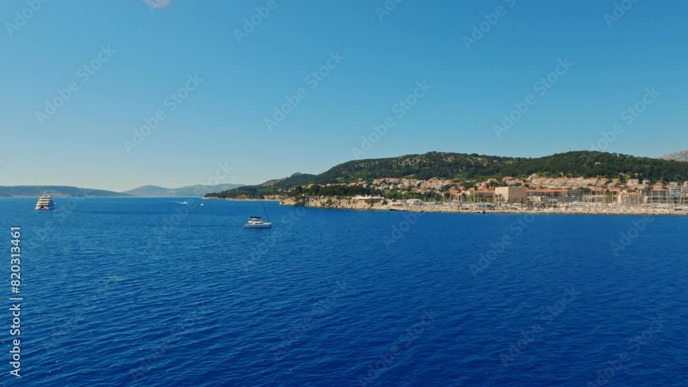 City of Split, Croatia, Europe. View from the ship on the sea leaving the port . City of Split, Croatia, Europe. View from the ship on the sea leaving the port .