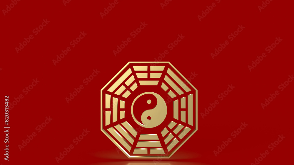 The Gold Bagua symbol of taoism for religion concept 3d rendering. The Gold Bagua symbol of taoism for religion concept 3d rendering.
