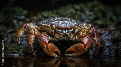Crab on wildlife. sand crab. 2d illustration. Crab. Crab on beach. © John Martin