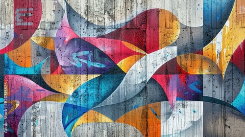 Urban Graffiti Art: Vibrant, Seamless Pattern on Weathered Wall