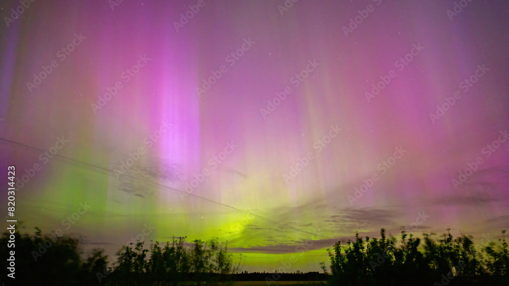 Beautiful colorful sky, colors of northern lights, aurora