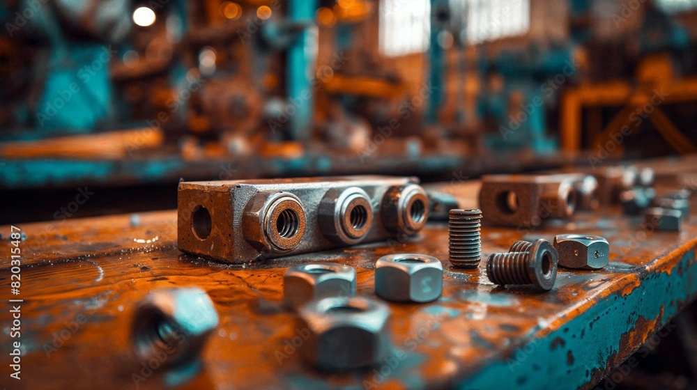 Industrial Precision: Nuts and Bolts Close-Up Industrial Precision: Nuts and Bolts Close-Up