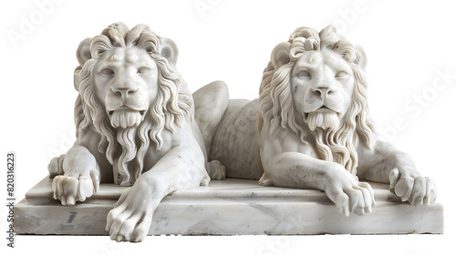 marble lions isolated on transparent background.