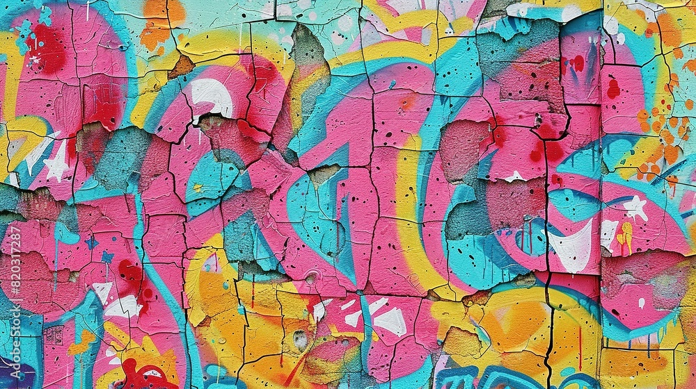 Colorful Urban Graffiti Pattern on Weathered Concrete Wall Colorful Urban Graffiti Pattern on Weathered Concrete Wall