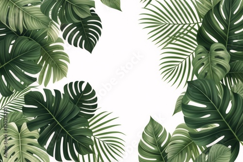 Wedding invitation background  Monstera leaves tropical plants decoration in 3D Style
