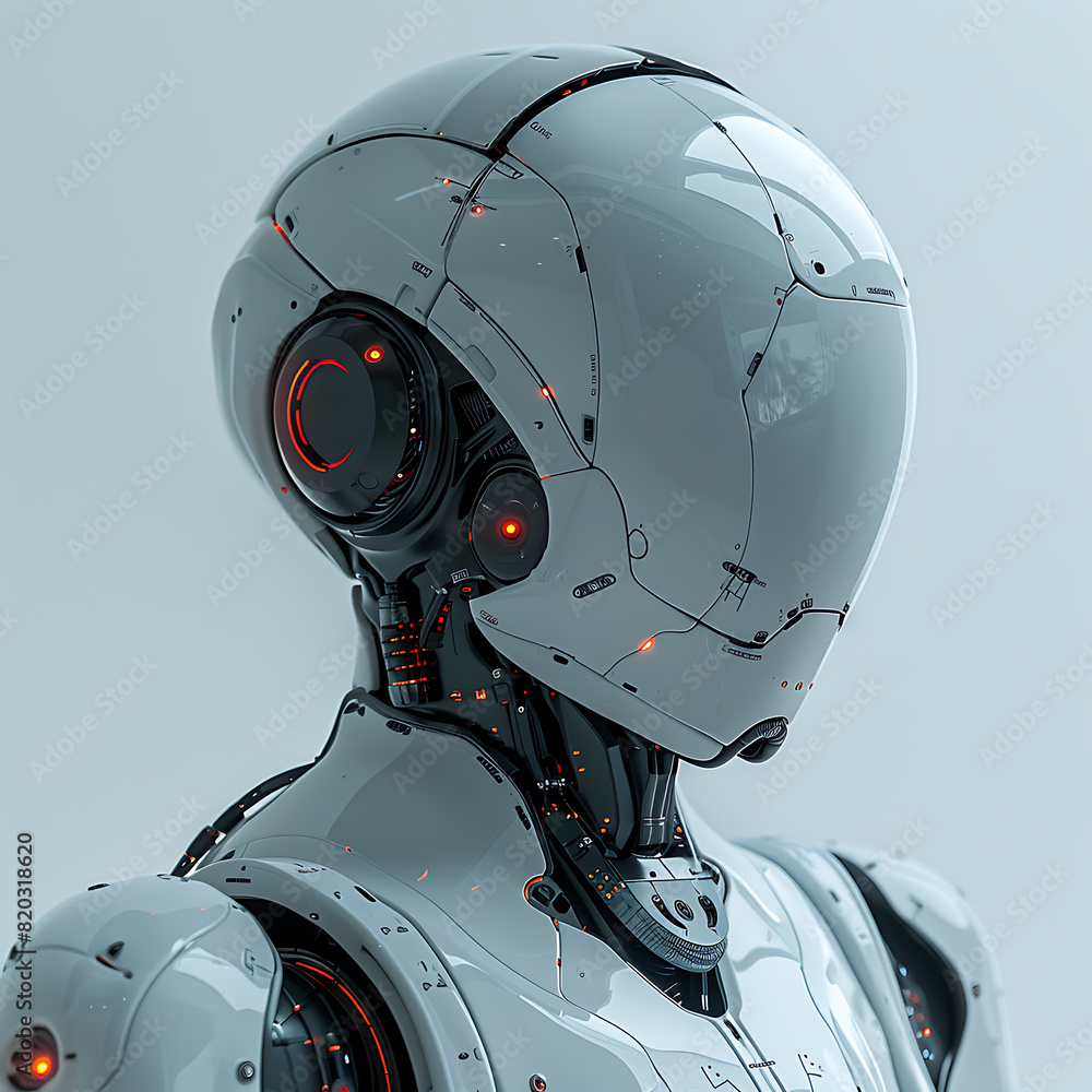 Robotics and Automation: White Background with Light Grey Robots and Blue Wires Robotics and Automation: White Background with Light Grey Robots and Blue Wires