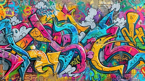 Wallpaper Mural Seamless Pattern of Urban Graffiti on Weathered Concrete Wall Torontodigital.ca