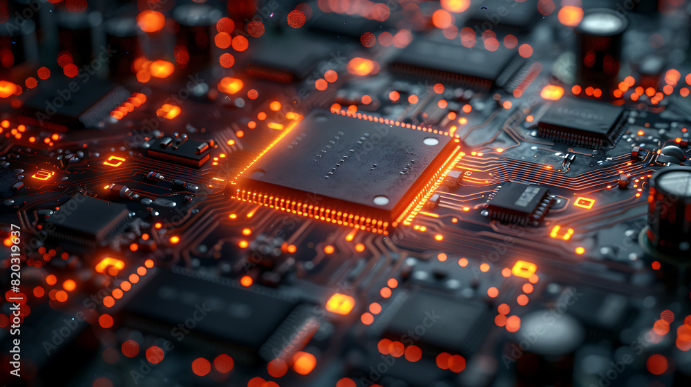 Intricate Circuit Boards and Microchips: Modern Technology Empty Space Intricate Circuit Boards and Microchips: Modern Technology Empty Space