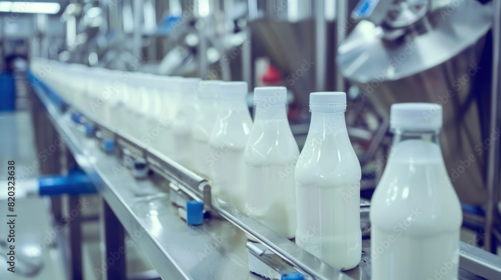 Automated milk factory, robotic factory line for processing milk Automated milk factory, robotic factory line for processing milk