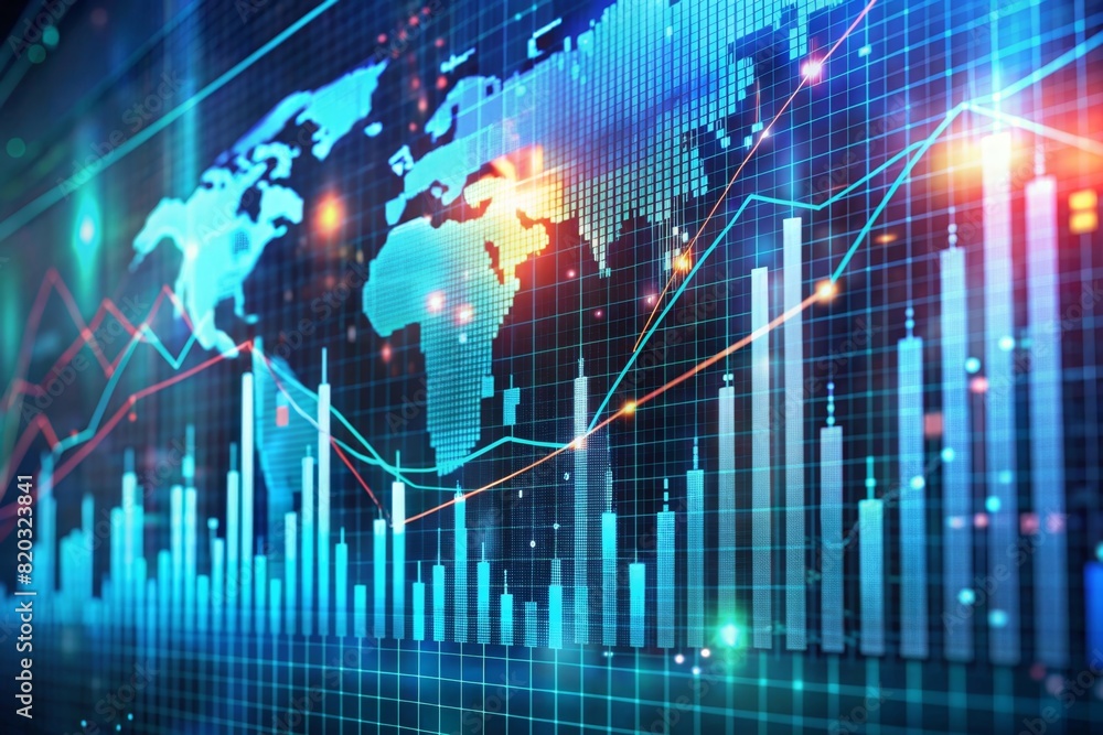 Stock graph and financial chart. Analyze stock market finance volume of stock market with Graph and chart holograph technology. High quality photo Stock graph and financial chart. Analyze stock market finance volume of stock market with Graph and chart holograph technology. High quality photo