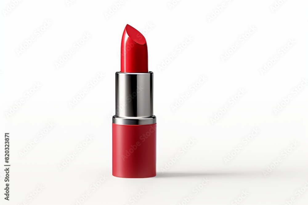 Red matte lipstick on elegant white background. Modern feminine makeup concept. Stylish cosmetic product for advertising, social media, or print. Ideal for beauty industry promotions. Red matte lipstick on elegant white background. Modern feminine makeup concept. Stylish cosmetic product for advertising, social media, or print. Ideal for beauty industry promotions.