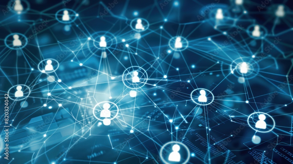 Integration social network people connection on blue dark background, global technology Integration social network people connection on blue dark background, global technology
