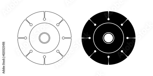 outline silhouette Diamond disc icon set isolated on white background photo