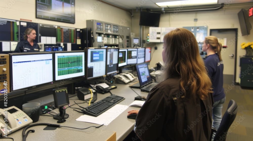 The control room team coordinating with other departments to manage the plants maintenance and repair schedule. The control room team coordinating with other departments to manage the plants maintenance and repair schedule.