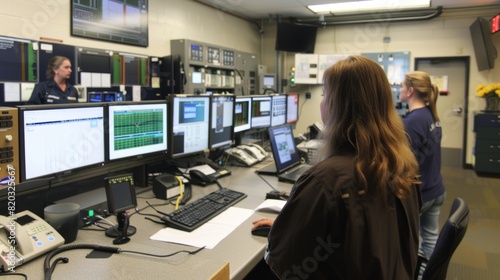 The control room team coordinating with other departments to manage the plants maintenance and repair schedule.