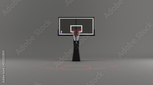 This is a photo of a basketball hoop. The backboard is made of glass and the rim is made of metal. photo
