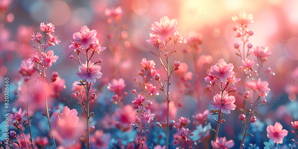 Wildflower Field in Soft Pink, Violet, and Purple Tones with an Empty Canvas Background Wildflower Field in Soft Pink, Violet, and Purple Tones with an Empty Canvas Background
