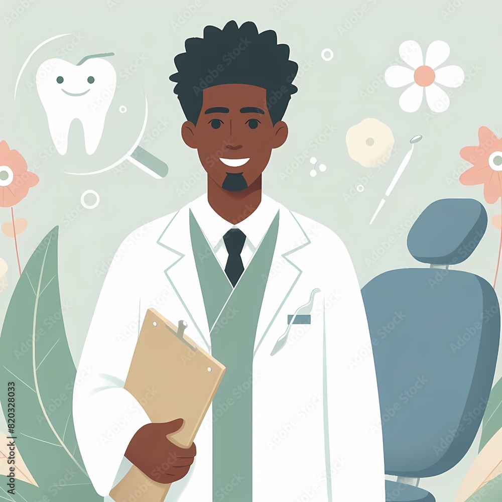 Oral Health Care: Illustration of a Dentist at Work Oral Health Care: Illustration of a Dentist at Work