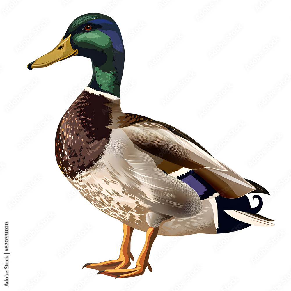Obraz premium Vector 3D illustration of a mallard bird on a white background. Suitable for crafting and digital design projects.[A-0001]