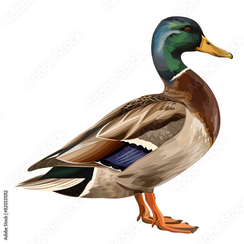 Vector 3D illustration of a mallard bird on a white background. Suitable for crafting and digital design projects.[A-0002]