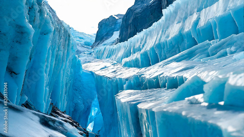 Beautiful ice blue glacier 16:9 with copyspace photo