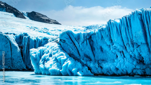 Beautiful ice blue glacier 16:9 with copyspace photo