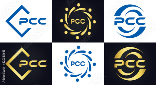 PCC logo. P C C design. White PCC letter. PCC, P C C letter logo design. P C C letter logo design in FIVE, FOUR, THREE, style. letter logo set in one artboard. P C C letter logo vector design.